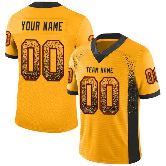 Custom Gold Black-Red Drift Fashion Football Jersey
