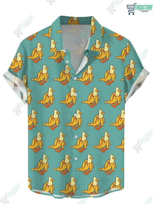 Duck In Banana Hawaiian Short Sleeved Shirt