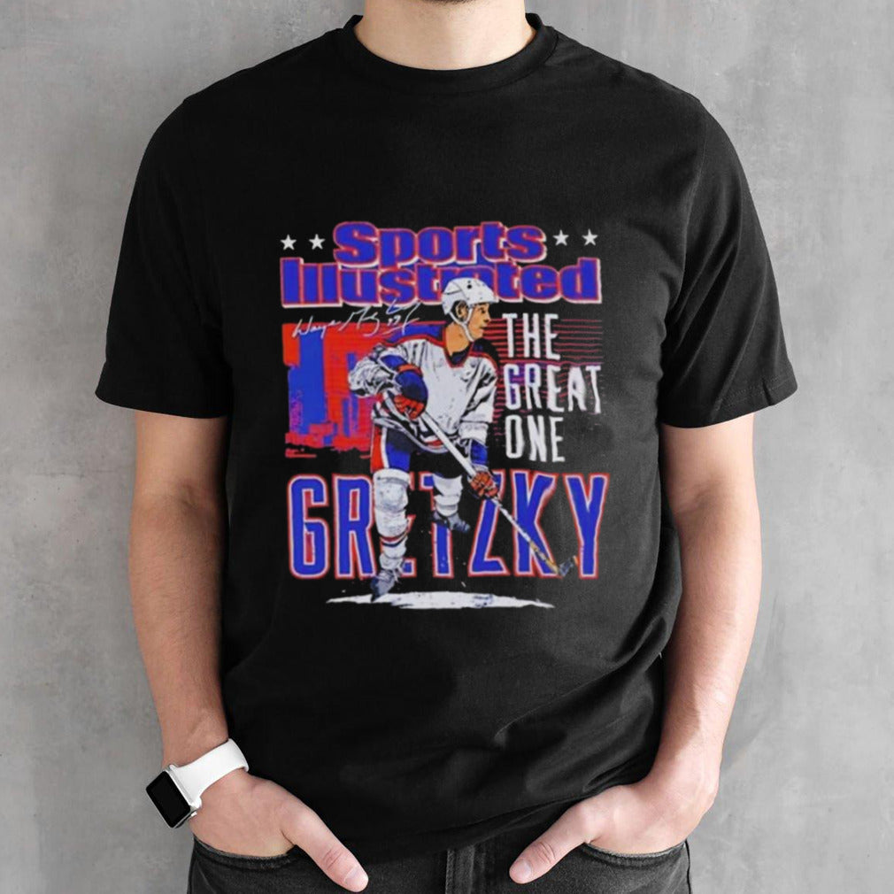 Edmonton Oilers Wayne Gretzky The Great One Sports Illustrated And Edmonton Skyline Signature Shirt