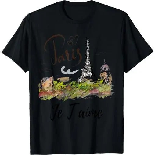 Eiffel Tower Paris Shirt Vintage I Love Paris France Shirt T-Shirt Made in USA