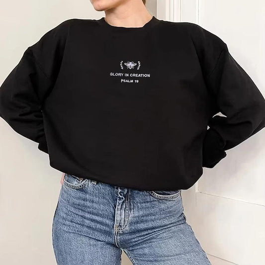Embroidered Glory in Creation Psalm Sweatshirt, Glory in Creation, Psalm Christian Crewneck