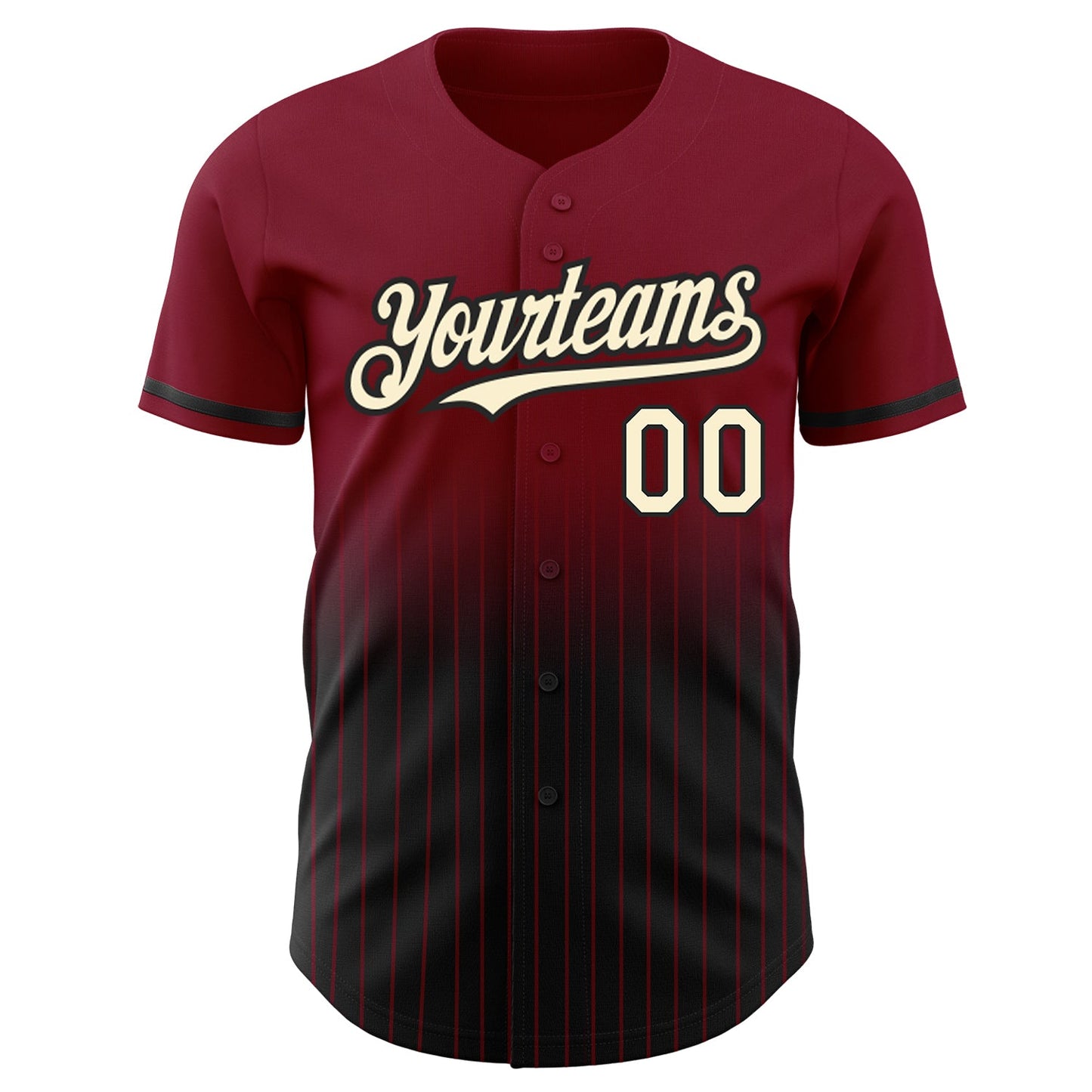 Custom Crimson Pinstripe Cream-Black Authentic Fade Fashion Baseball Jersey
