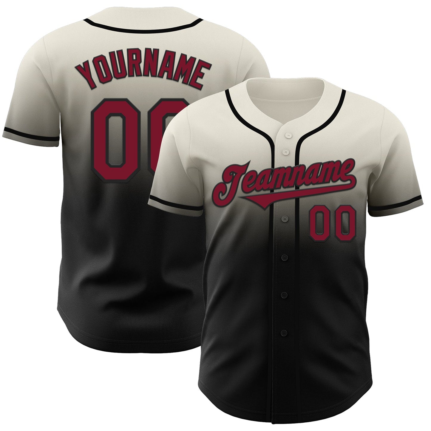Custom Cream Crimson-Black Authentic Fade Fashion Baseball Jersey