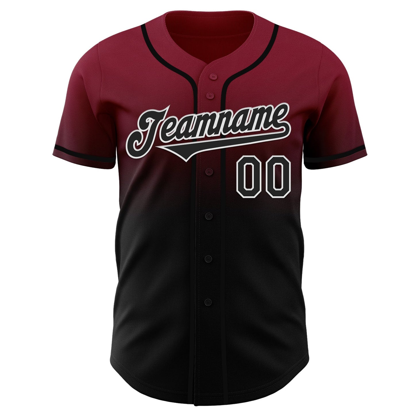 Custom Crimson Black-White Authentic Fade Fashion Baseball Jersey