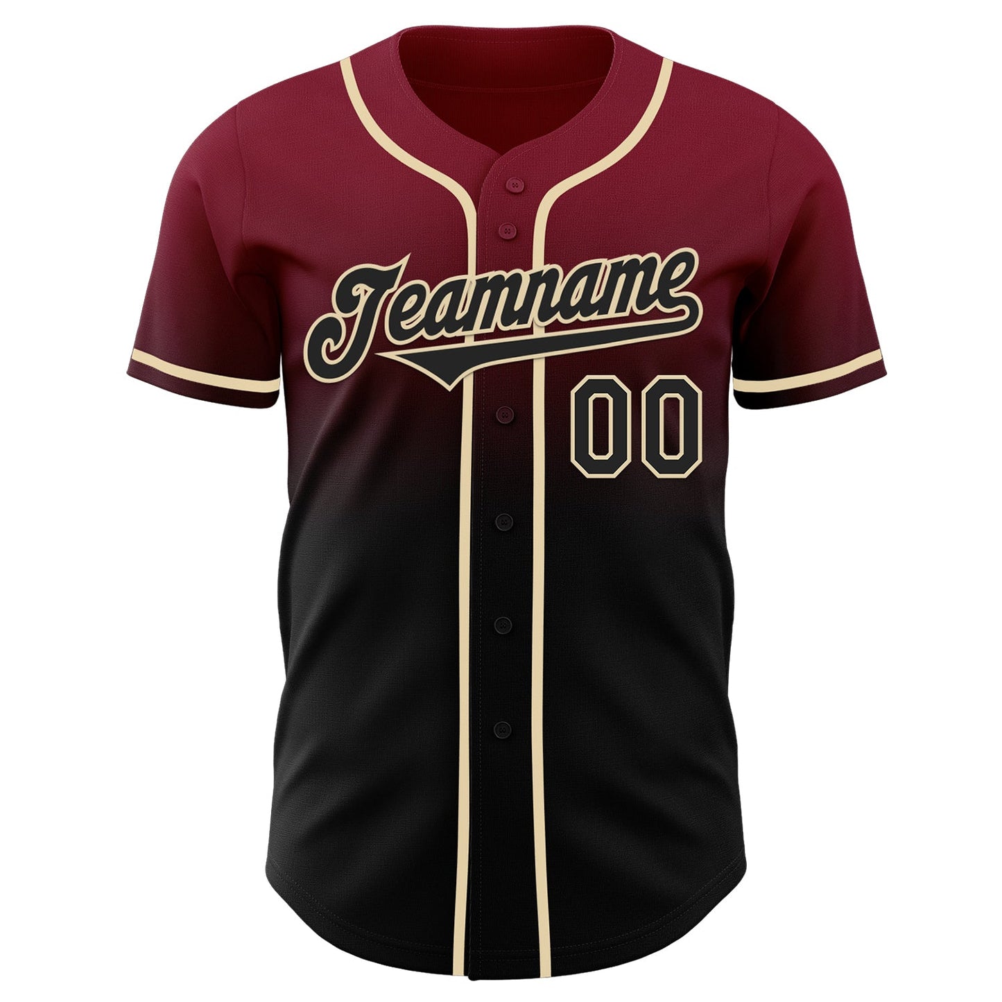 Custom Crimson Black-Cream Authentic Fade Fashion Baseball Jersey