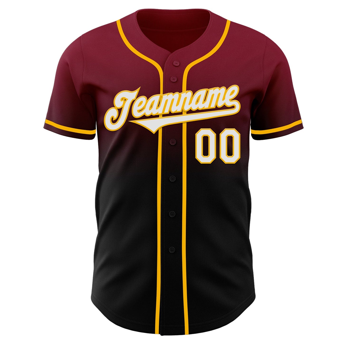 Custom Crimson Black-Gold Authentic Fade Fashion Baseball Jersey