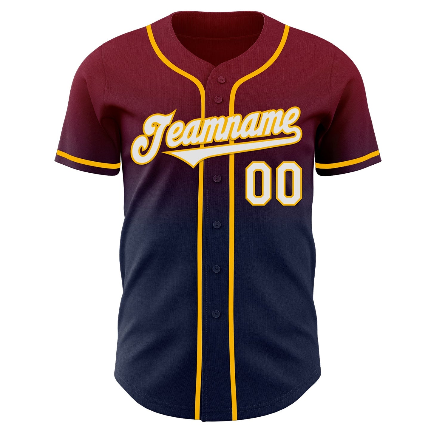Custom Crimson Navy-Gold Authentic Fade Fashion Baseball Jersey