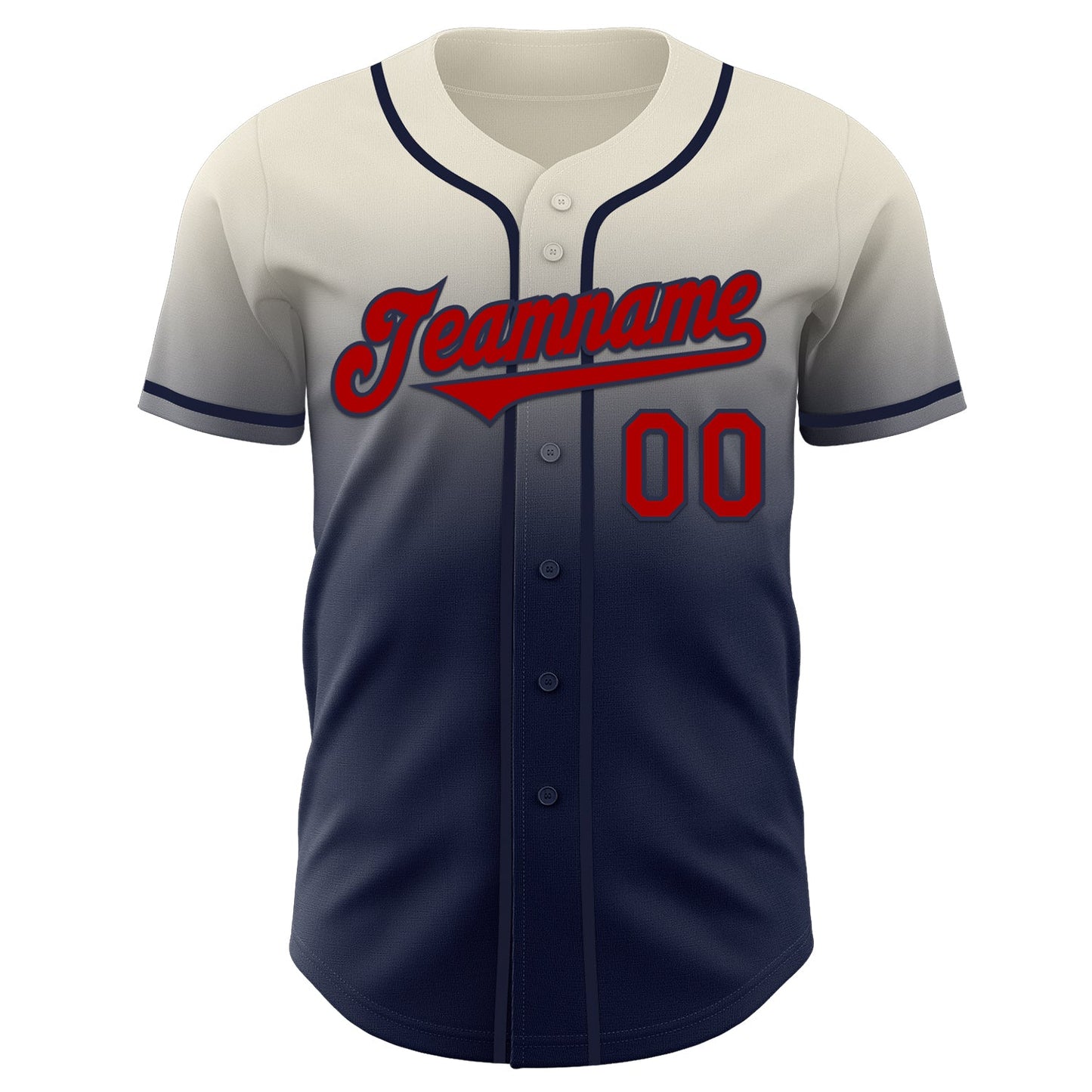 Custom Cream Red-Navy Authentic Fade Fashion Baseball Jersey