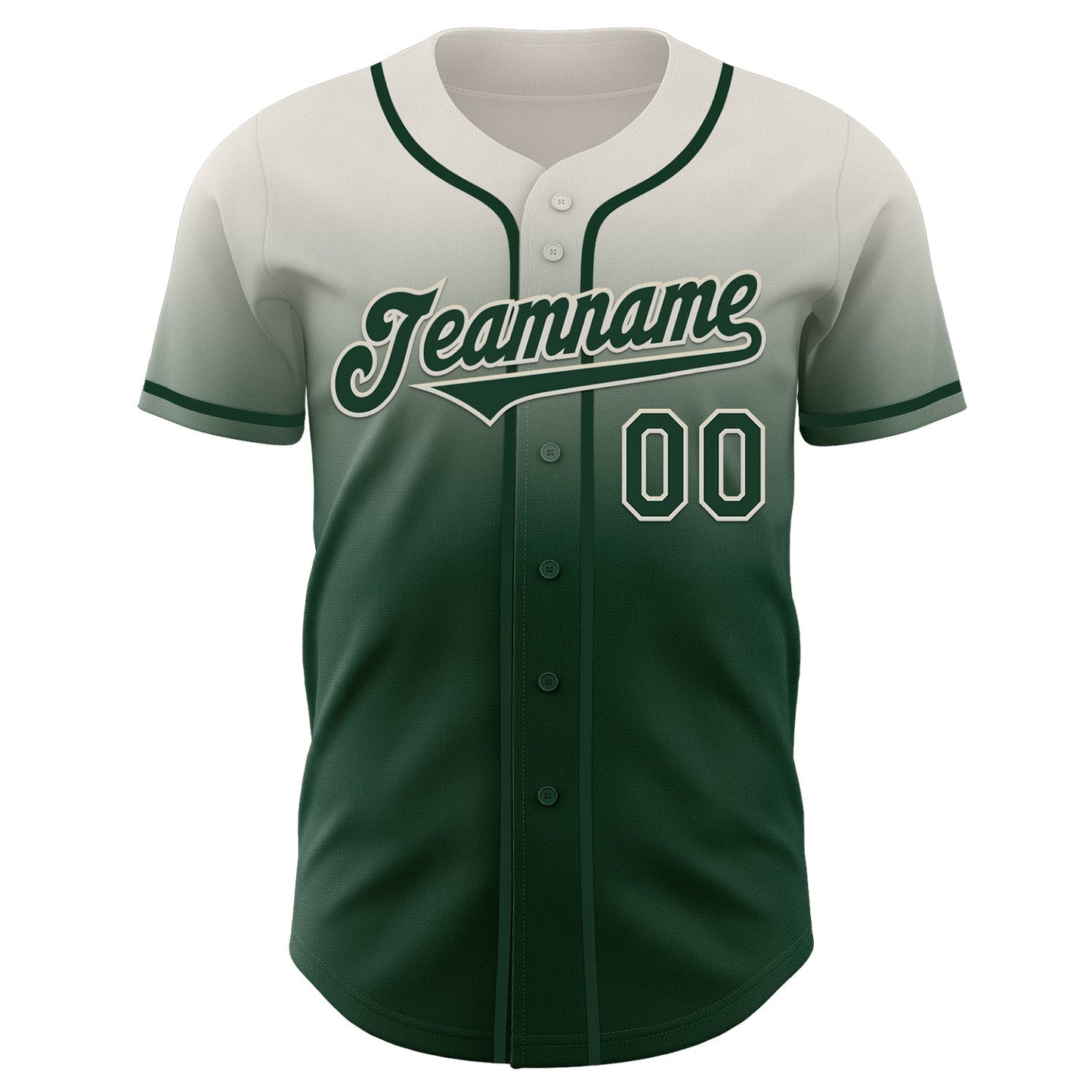 Custom Cream Green Authentic Fade Fashion Baseball Jersey