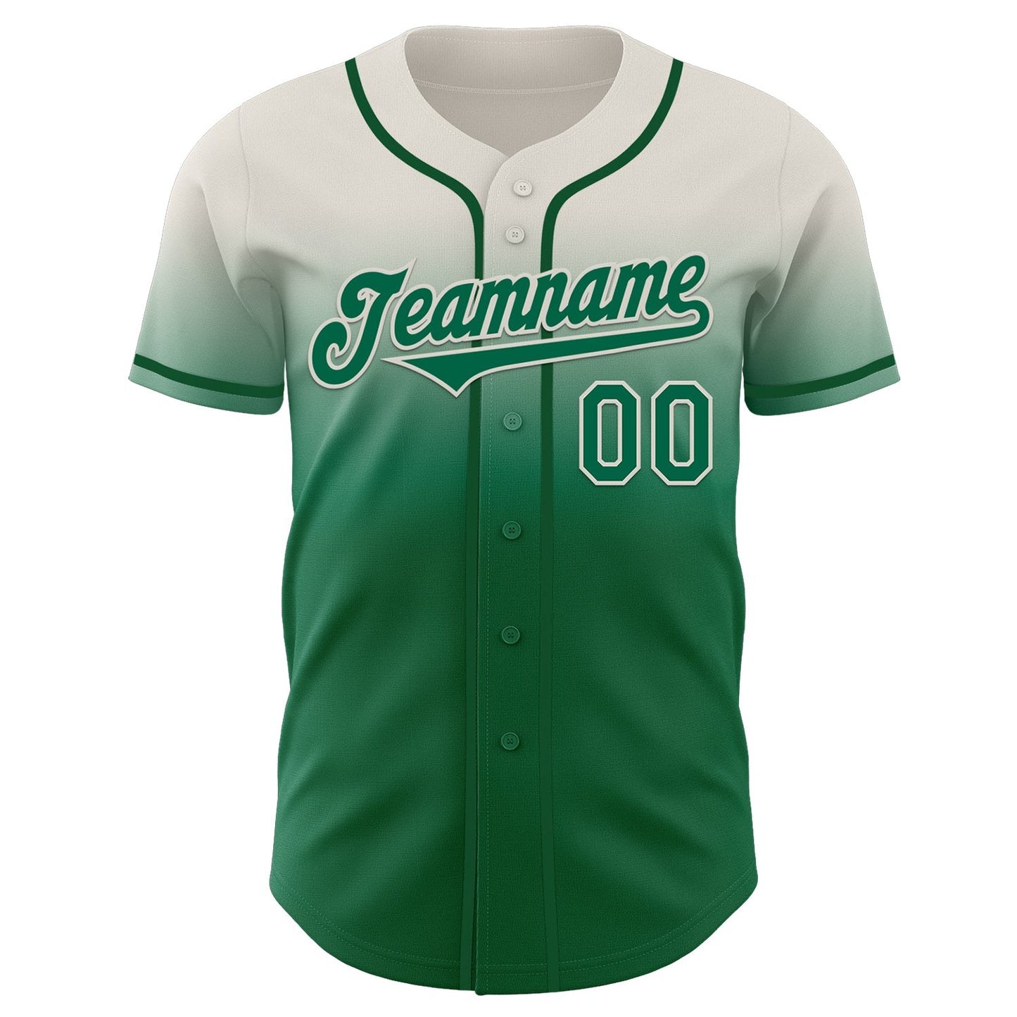 Custom Cream Kelly Green Authentic Fade Fashion Baseball Jersey