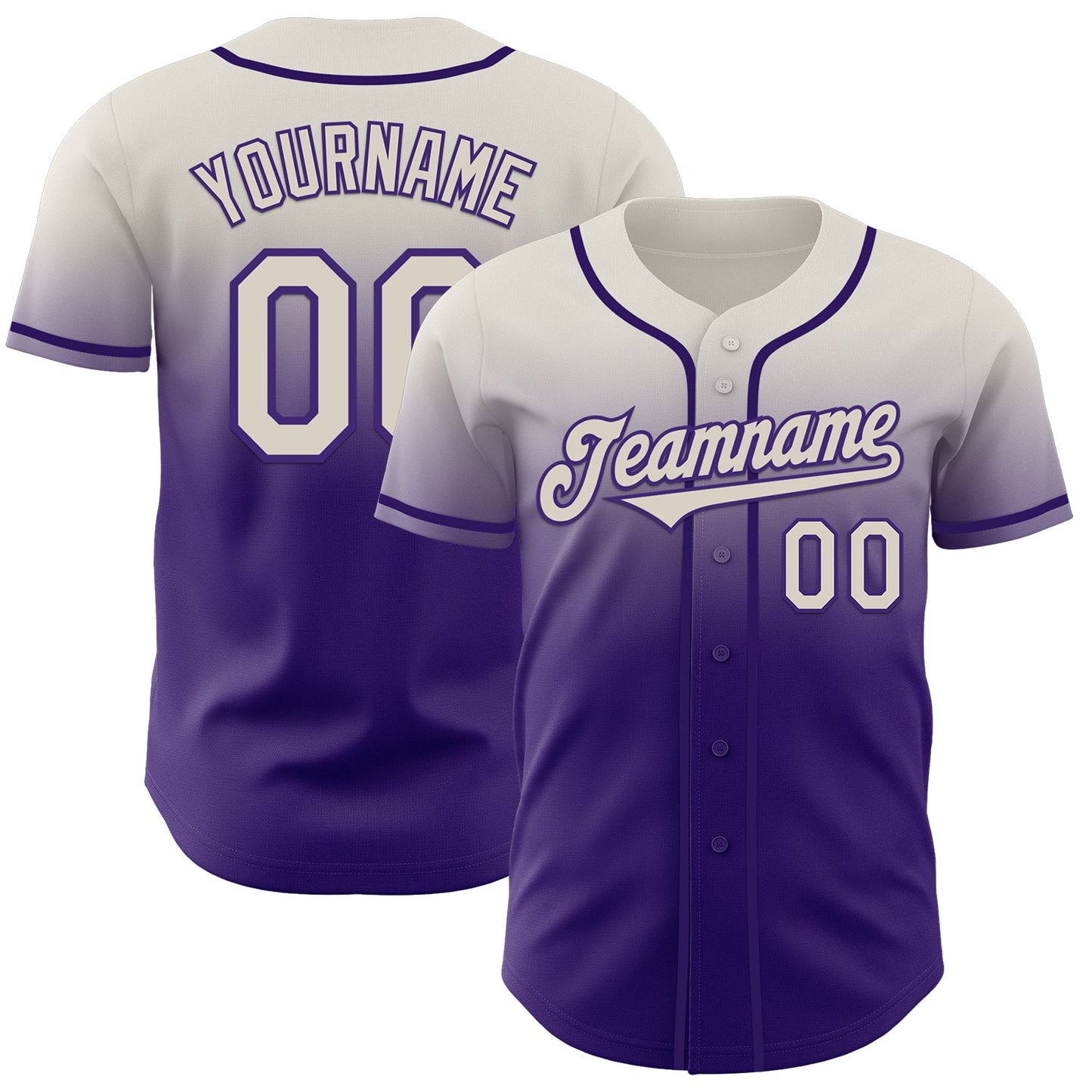 Custom Cream Purple Authentic Fade Fashion Baseball Jersey