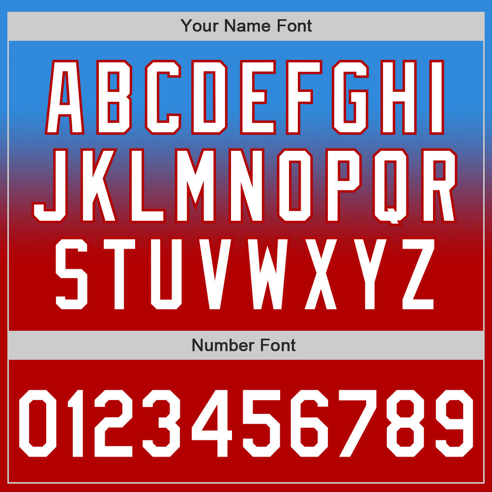 Custom Electric Blue White-Red Authentic Fade Fashion Baseball Jersey