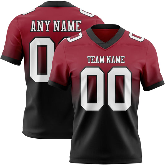 Custom Cardinal White-Black Authentic Fade Fashion Football Jersey