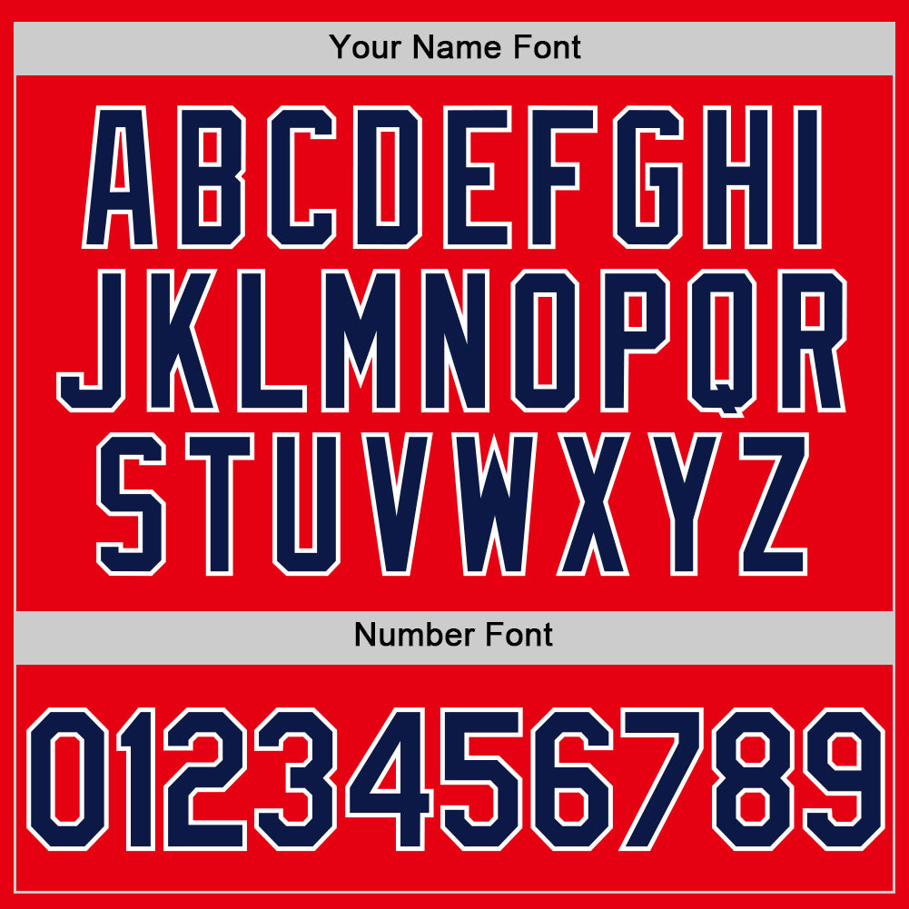 Custom Fire Red Navy-White Authentic Baseball Jersey