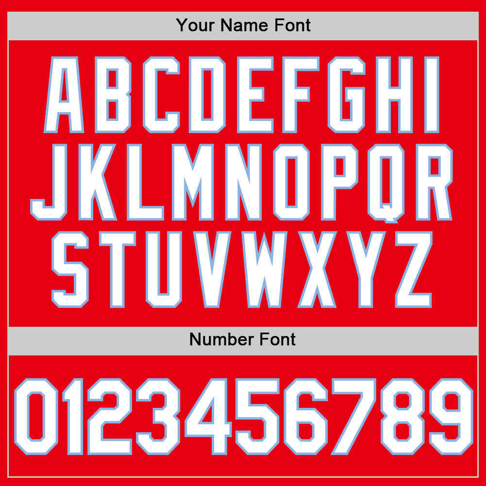 Custom Fire Red White-Light Blue Authentic Baseball Jersey