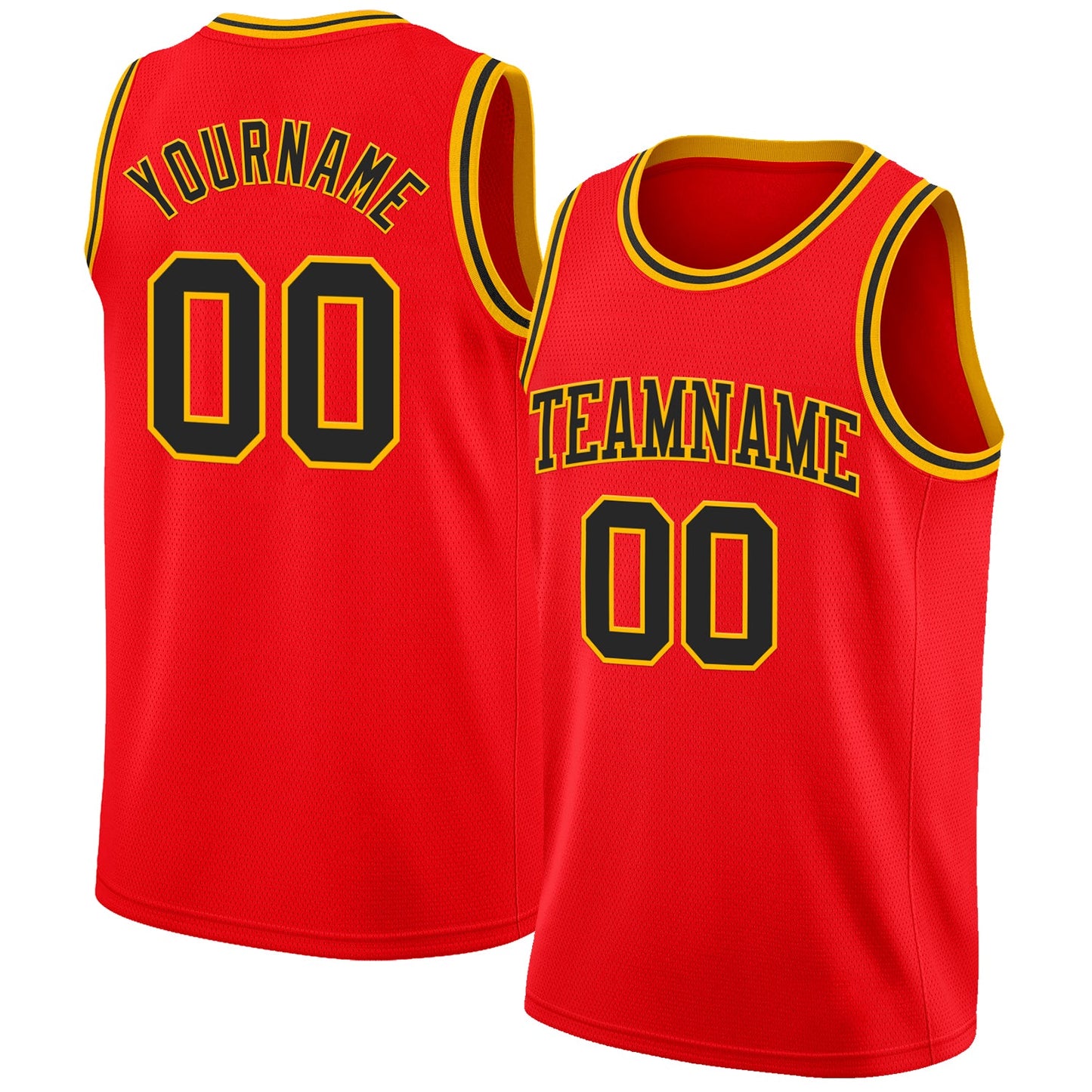 Custom Fire Red Black-Gold Authentic Basketball Jersey