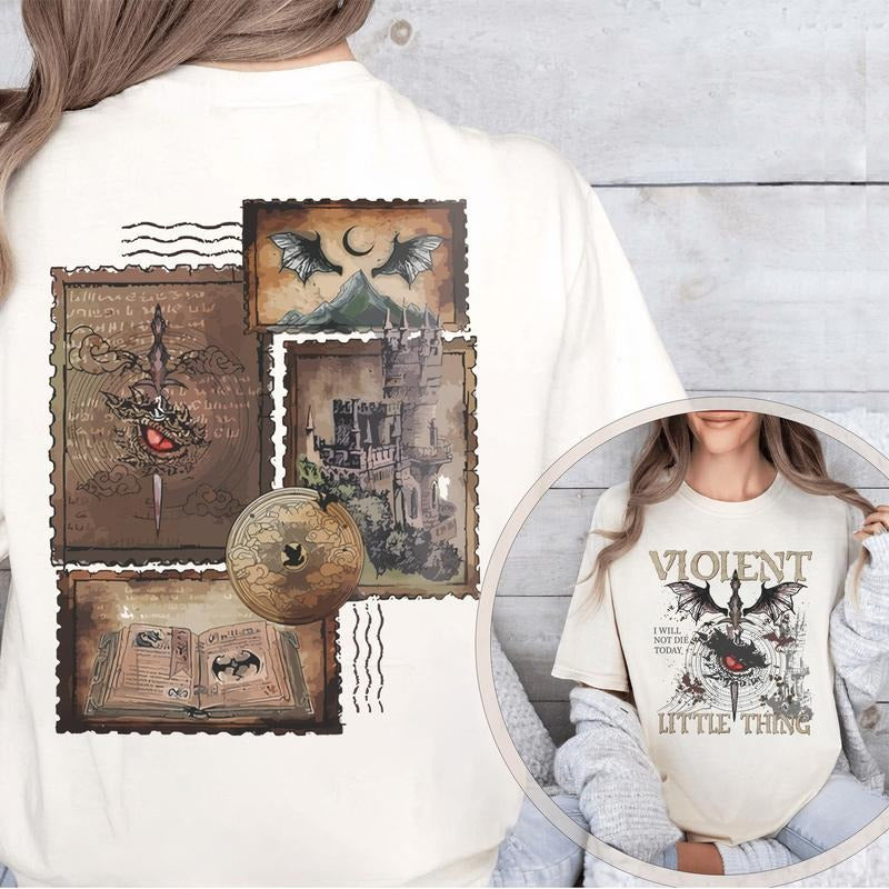 Fourth Wing Shirt, Violet Sorrengail Shirts, Violent Little Thing T Shirt, Xaden Riorson Tee, Dragon Rider, Bookish Giftstyle{n002}3