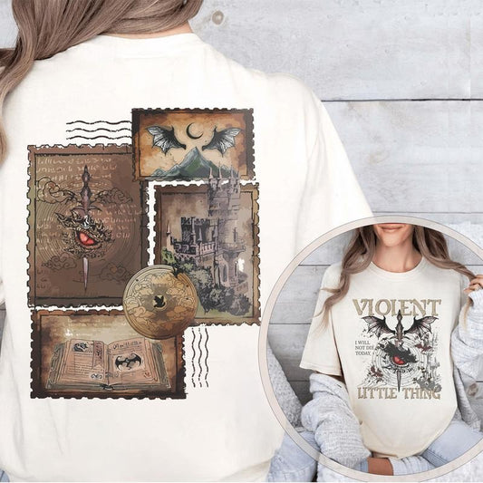 Fourth Wing Shirt, Violet Sorrengail Shirts, Violent Little Thing T Shirt, Xaden Riorson Tee, Dragon Rider, Bookish Giftstyle{n002}3