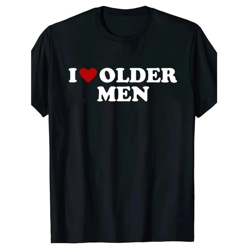Funny I love old man T-shirt Red heart summer pattern cotton street short sleeve Valentine's Day Christmas gift T-shirt Made in USA