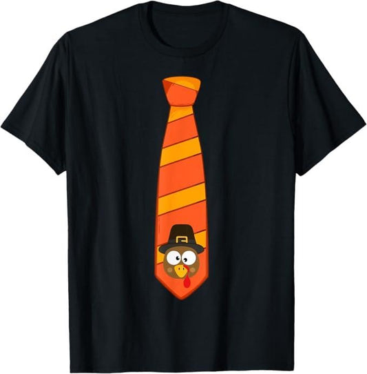 Funny Thanksgiving Shirts, Funny Thanksgiving Tie with Turkey for Family Dinner T-Shirt - Menswear Top