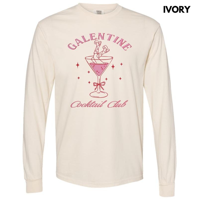Galentine Cocktail Club Long Sleeve Comfort Colors T-Shirt