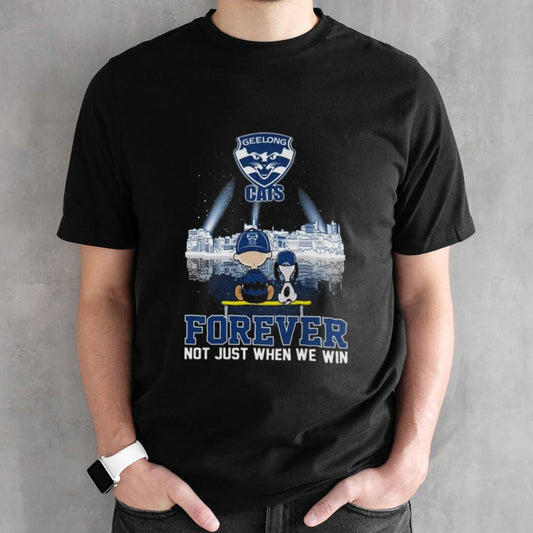 Geelong Cats Snoopy And Charlie Brown Skyline Forever Not Just When We Win Shirt