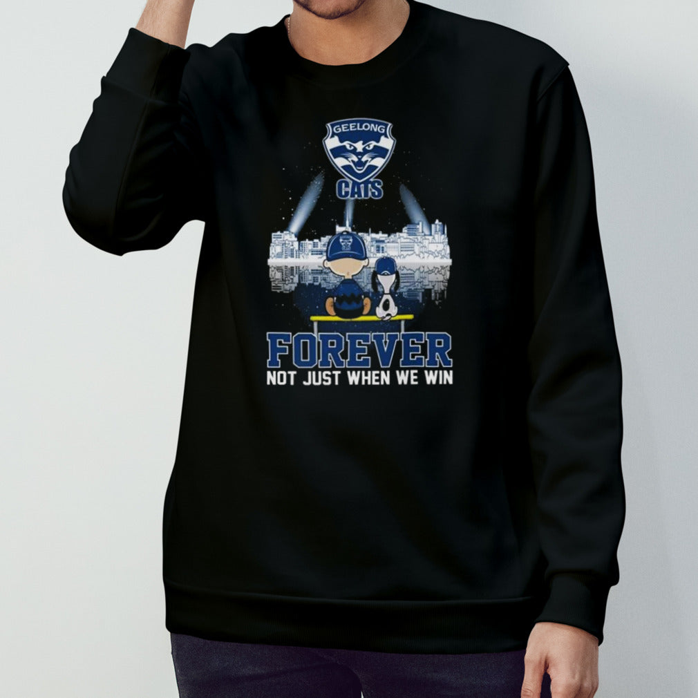 Geelong Cats Snoopy And Charlie Brown Skyline Forever Not Just When We Win Shirt