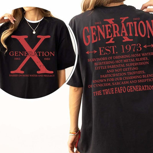 Generation X True FAFO Shirt- Comfort Cotton Top with Collar Fit Full Sizes, For Women Womenswear Embroidered Grey Light