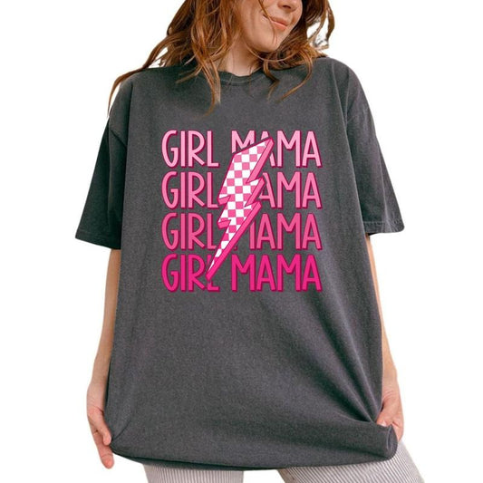Girl Mama Shirt, Mom And Daughters Tee, Mom Of Girls Graphic Printed Tee, Girly Moms Unhinged Shirt, Mom Life Comfy Fabric Oversized Graphic Tee, Mother's Day Gifts, Women's Tops, Womenswear, Cotton Fabric Tee