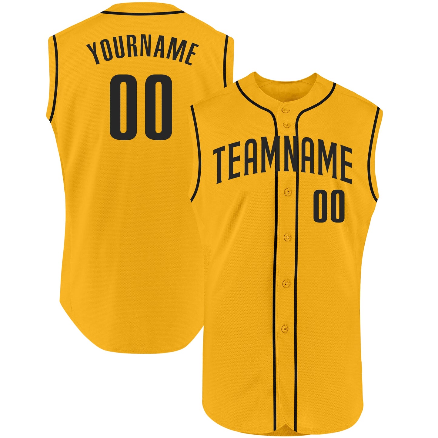 Custom Gold Black Authentic Sleeveless Baseball Jersey