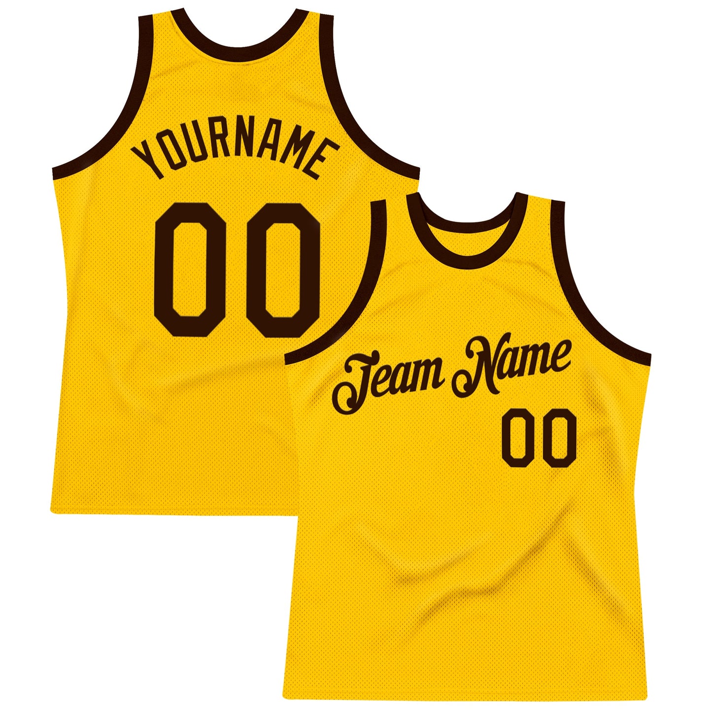 Custom Gold Brown Authentic Throwback Basketball Jersey