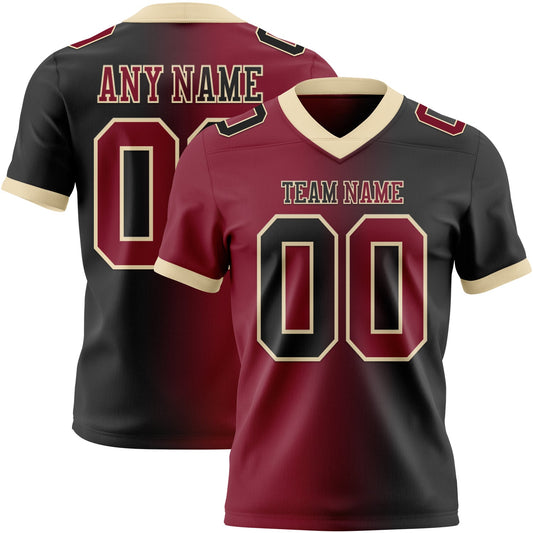 Custom Black Crimson-Cream Authentic Gradient Fashion Football Jersey
