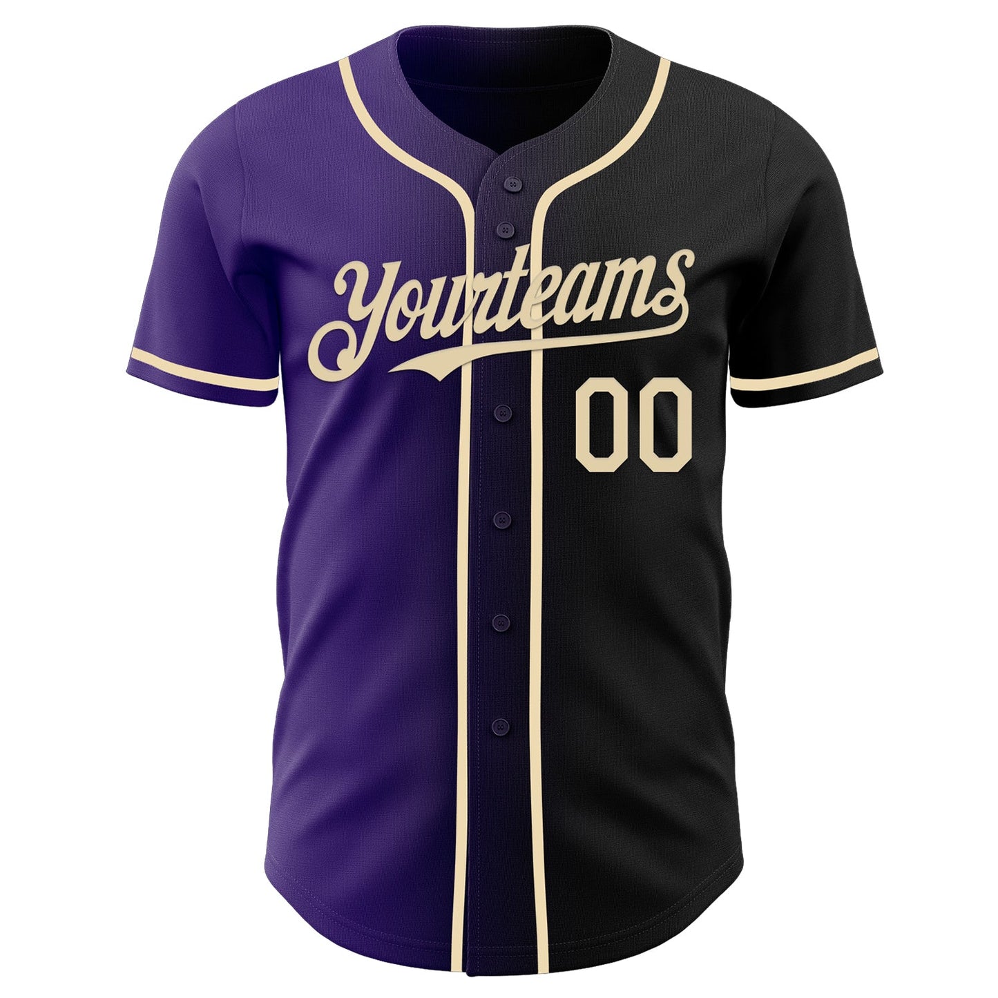 Custom Black Cream-Purple Authentic Gradient Fashion Baseball Jersey