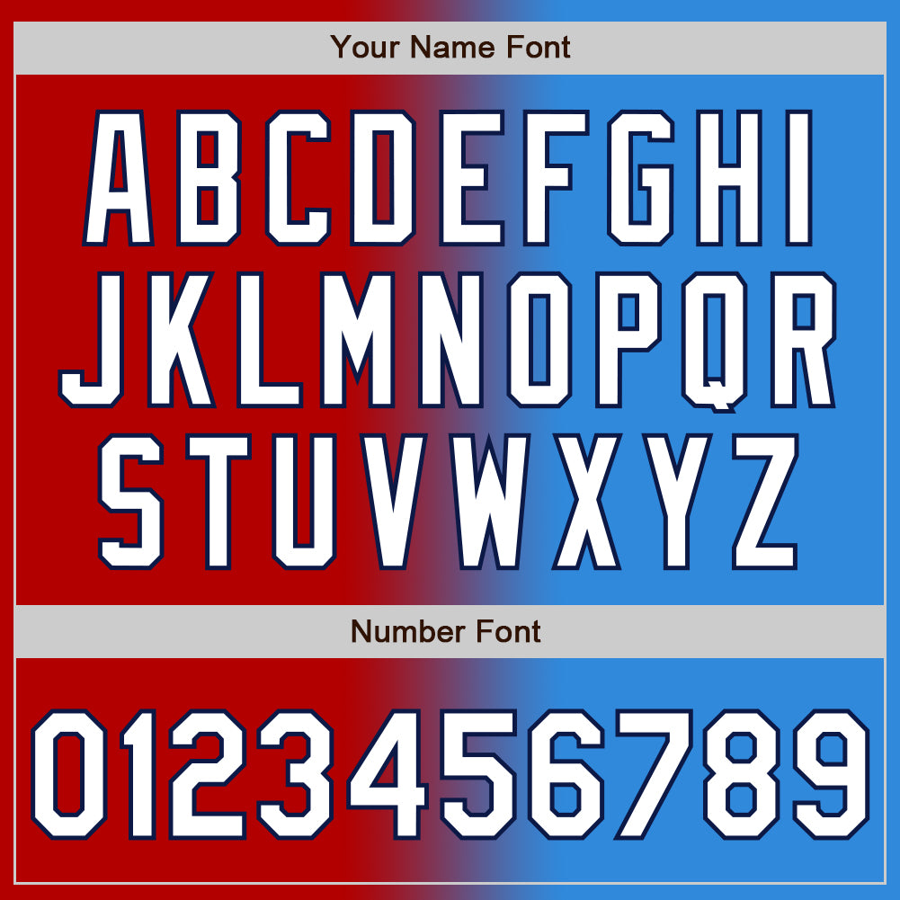 Custom Electric Blue White Red-Navy Authentic Gradient Fashion Baseball Jersey