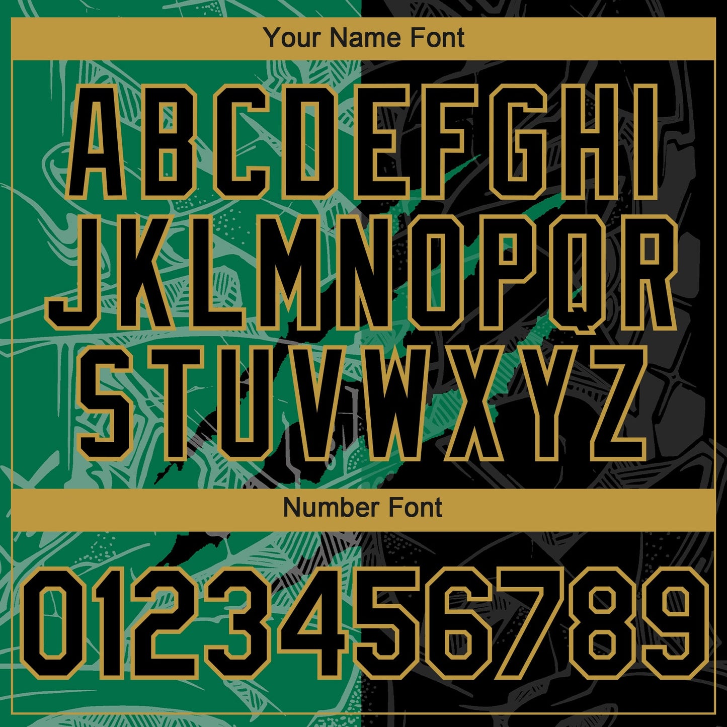 Custom Graffiti Pattern Black Kelly Green-Old Gold 3D Scratch Authentic Baseball Jersey