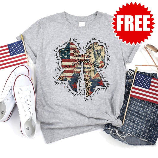 American Bow Tee - Heather Grey - FREE