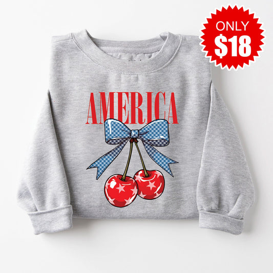 American Cherries Sweatshirt - Heather Grey - 18