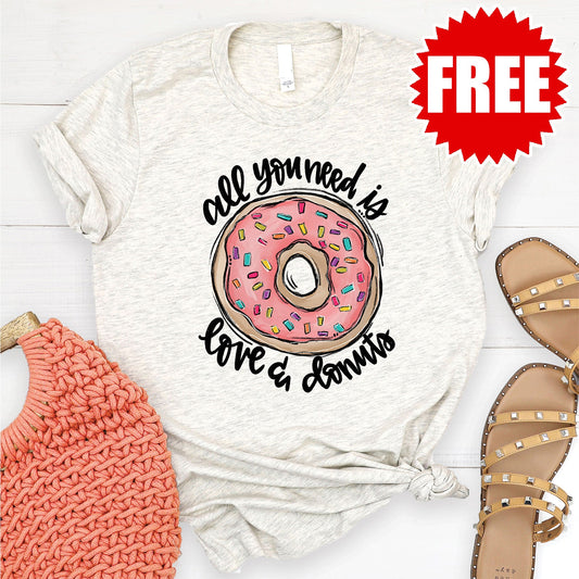 Love and Donuts Tee - Heather Oatmeal - 0