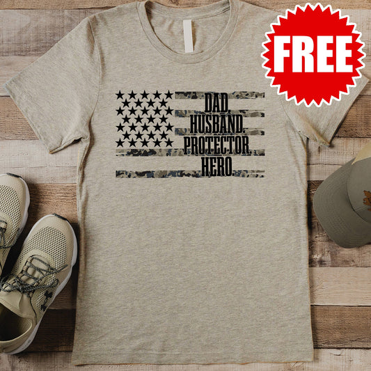 Flag Tee - Heather Stone - 0