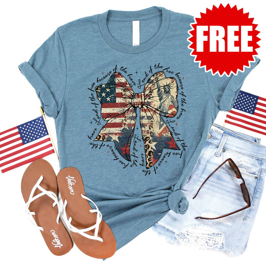 American Bow Tee - Heather Denim - FREE