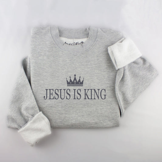 Embroidered Jesus Is King Sweatshirt - 5