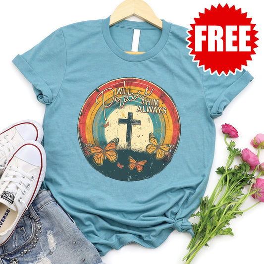 I Will Praise Him Tee - Heather Lagoon - 0