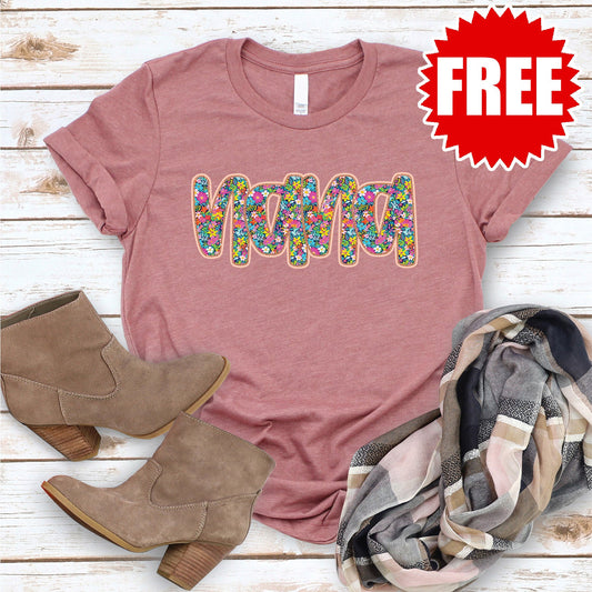 Nana Floral Tee - Heather Mauve