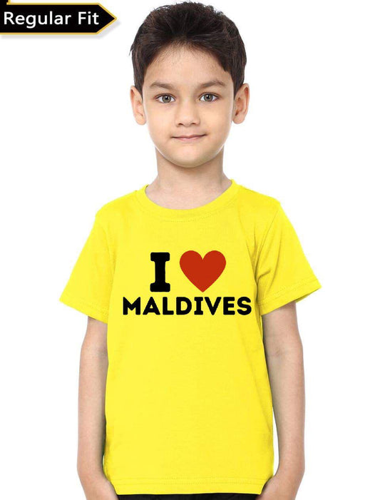 I Love Maldives Yellow T-Shirt