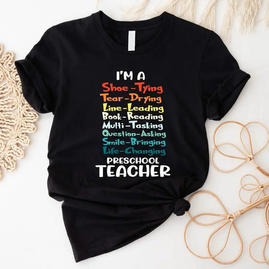 I'm Preschool Teacher Shirt, New Teacher Gift T-shirt, Matching Preschool Crew Tee, Back To School Shirt, Teacher Appreciation, Teacher's Day Gift Short Sleeve.