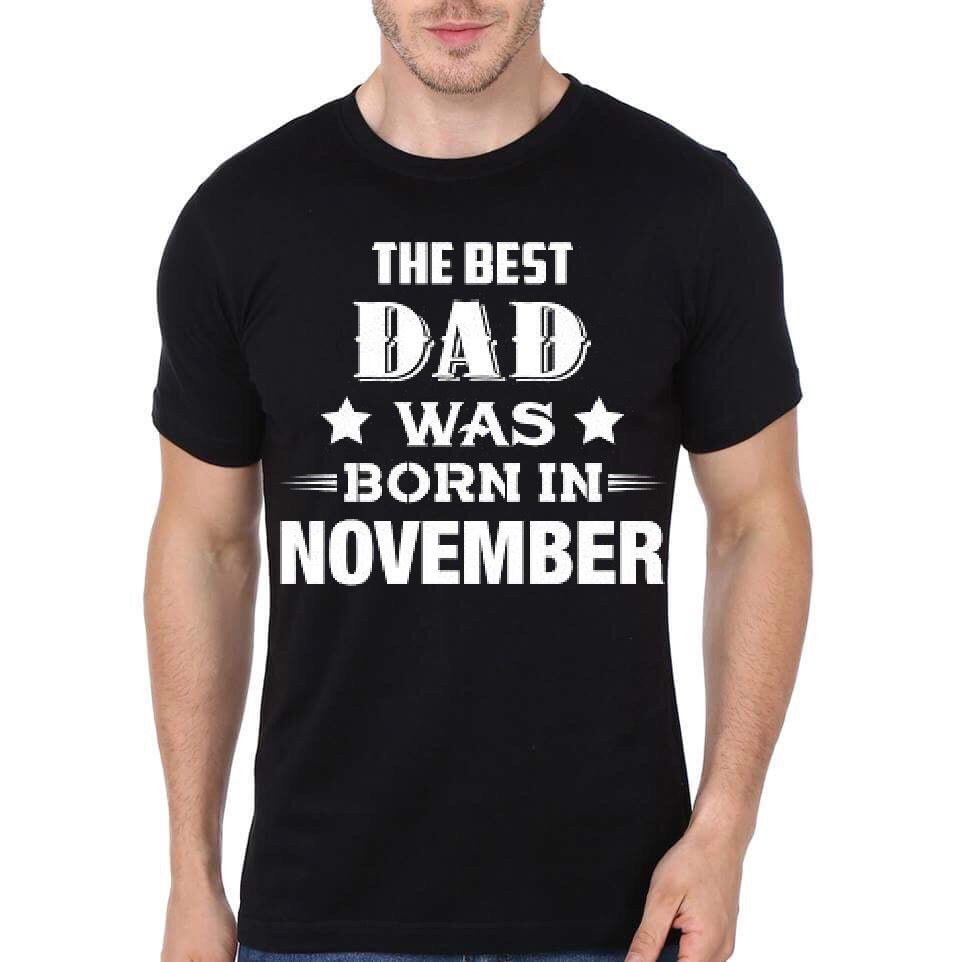 Best Dad Was Born In November Black T-Shirt