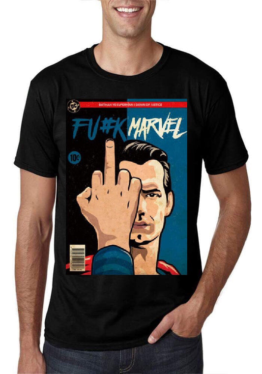 Fuck Marvel Superman Black T-Shirt