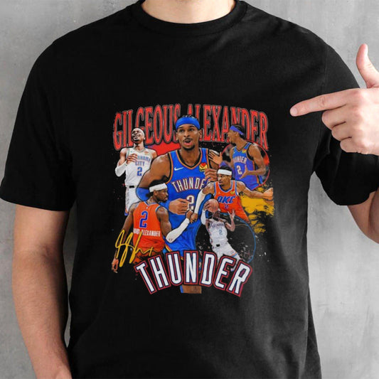 Jashai Gilgeous-alexander Oklahoma City Thunder Stadium Essentials Player Crossroads Signature 2024 T-shirt