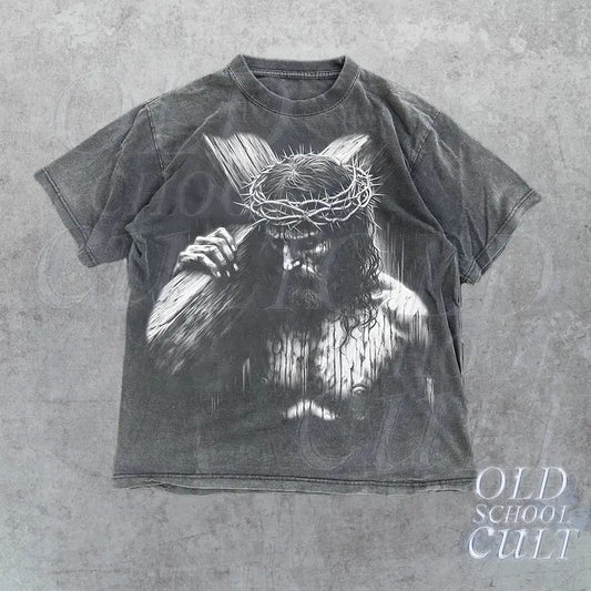 Jesus Holding Cross Vintage Halftone 90s Graphic Shirt, Retro Faith Jesus Shirt, Christian Shirt, Retro Graphic Bible Tee, Be The Light