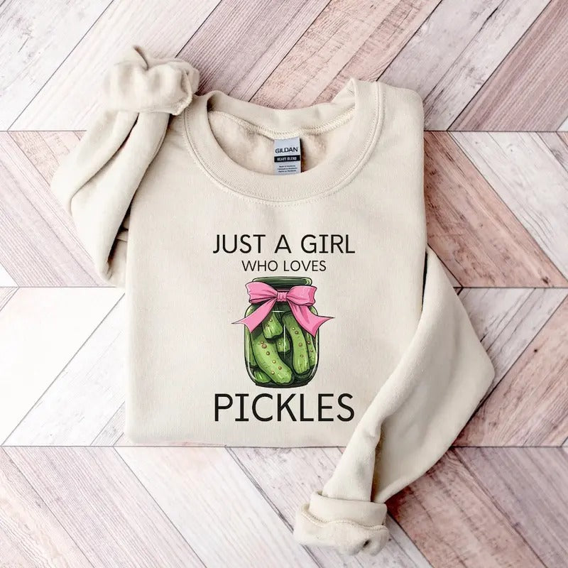 Just A Girl Who Loves Pickles Coquette Shirt, Pickle Lover T-shirt, Funny Pickles Shirt